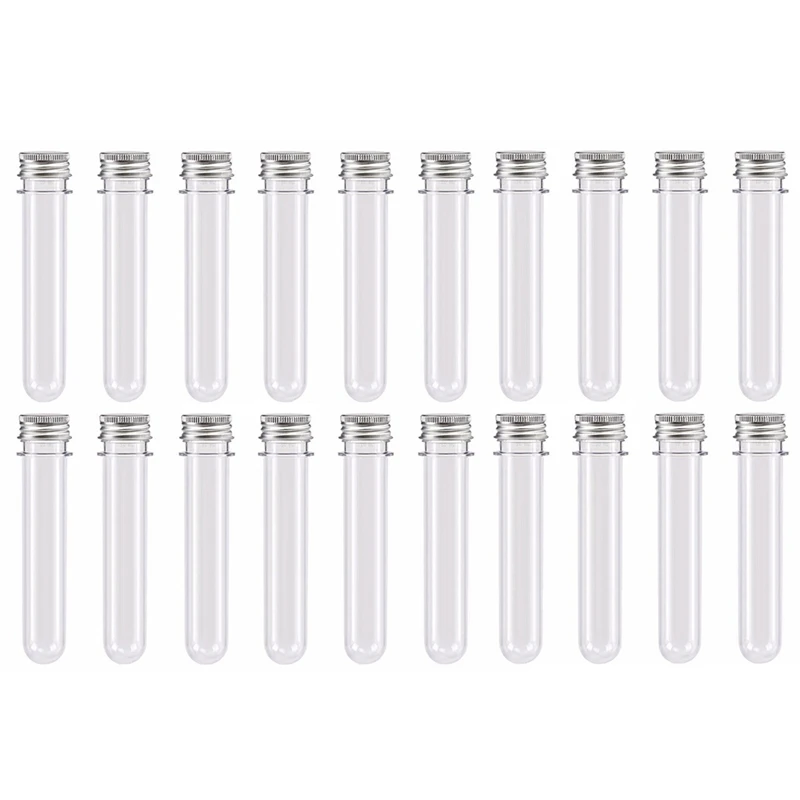 

20PCS 40Ml Transparent Cylindrical PET Test Tube Mask Bottle, Data Cable Capsule Candy Sub-Bottle