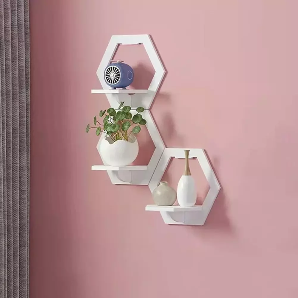 

2022 Punch-free Wall Shelf Home Wall-mounted Pvc Wood Hanging Flower Pot Creativty Flower Shelf Decoration Bedroom Balcony Stand