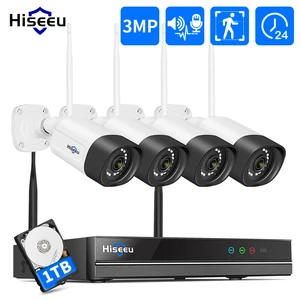 Hiseeu 10CH 5MP 3MP беспроводная камера наблюдения двухсторонний Аудио CCTV комплект WiFi Наружные камеры безопасности Система набор NVR рекордер