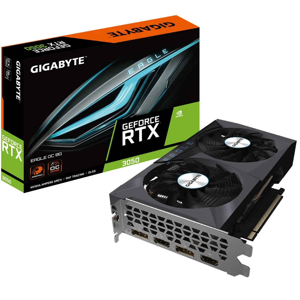 Видеокарта GIGABYTE NVIDIA GeForce RTX 3050 EAGLE OC 8GB PCIE16 GDDR6 GV-N3050EAGLE OC-8GD 
