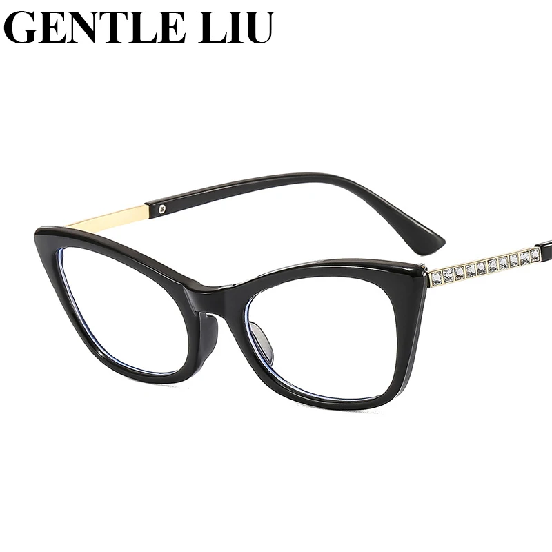 

Cat Eye Crystal Glasses Frames Women Fashion Small Frame Anti Blue Light Woman Eyeglass Prescription Spectacle Computer Eyewear