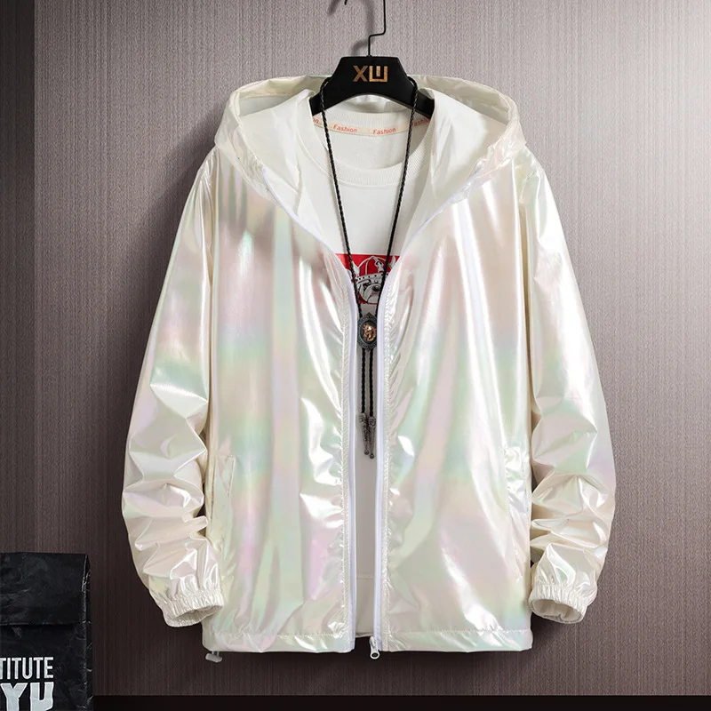 

Jacket Women White S-7XL Plus Size Loose Thin Couple Hooded Tops 2022 Spring Autumn New Blue Waterproof Cargo Coats