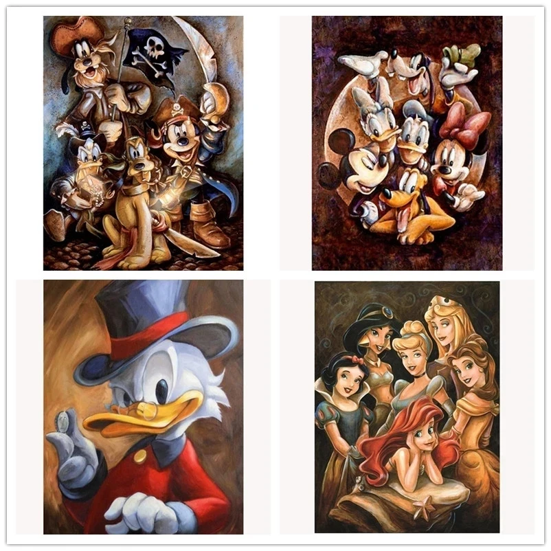 

Disney Cartoon Painting Poster Mickey Mouse and Duck Donald White Kraft Paper Picture HD Print Decor Modern Home Wall Artwork