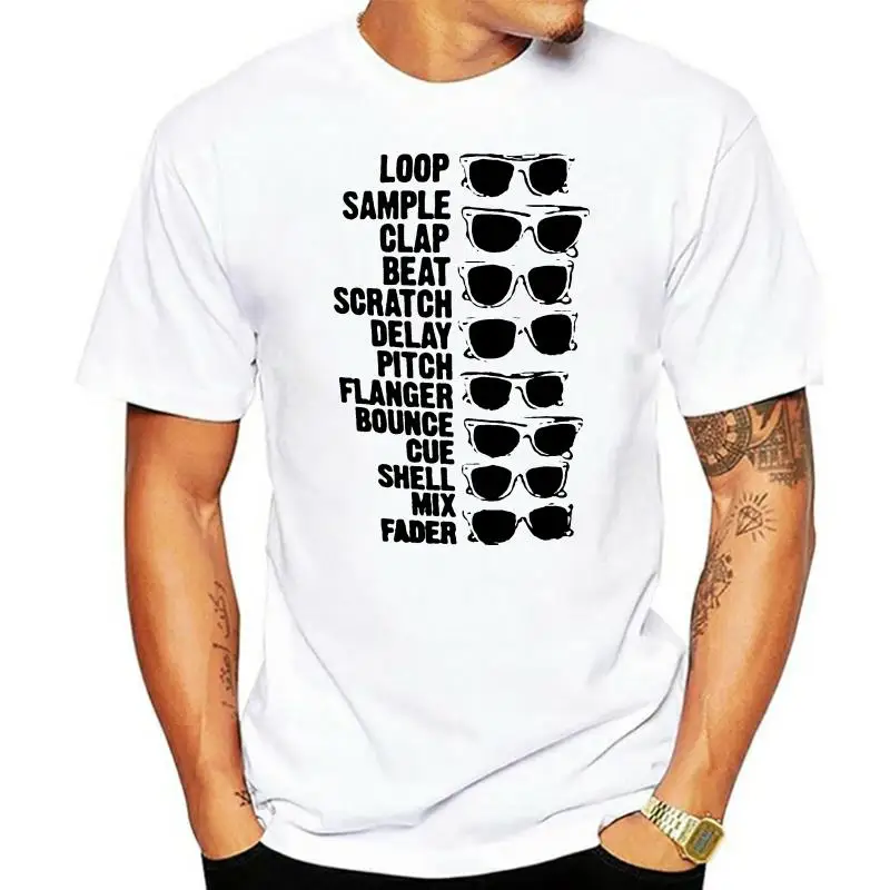 

Рубашка с надписью dj и солнцезащитными очками, без рисунка, электронная техно-музыка дома