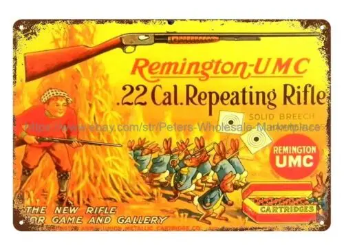 Ремингтон Умк кролики охотник винтовка патроны металлическая жестяная вывеска