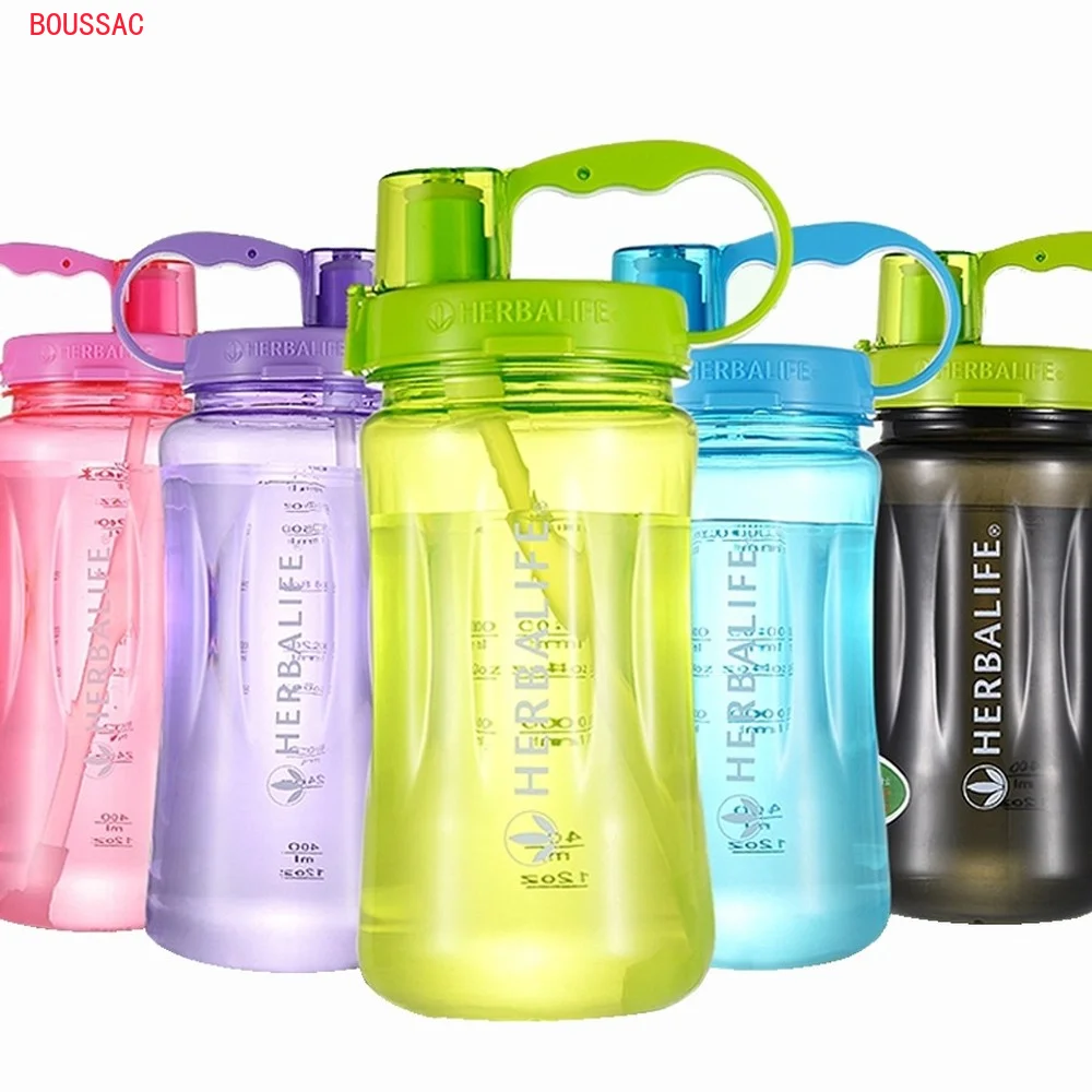 

FSILE 1000ml/2000ml 6 Color Herbalife Nutrition 24hour Drinkware Protein Shaker Camping Hiking Straw Water Bottle Space Bottle