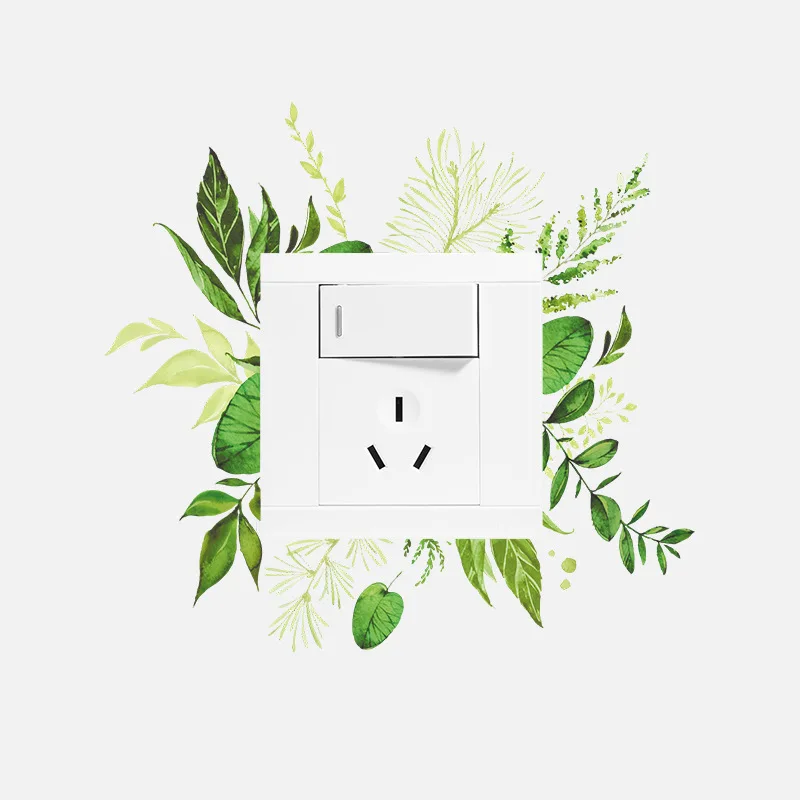 Самоклеящаяся наклейка с зелеными листьями для оформления комнаты |