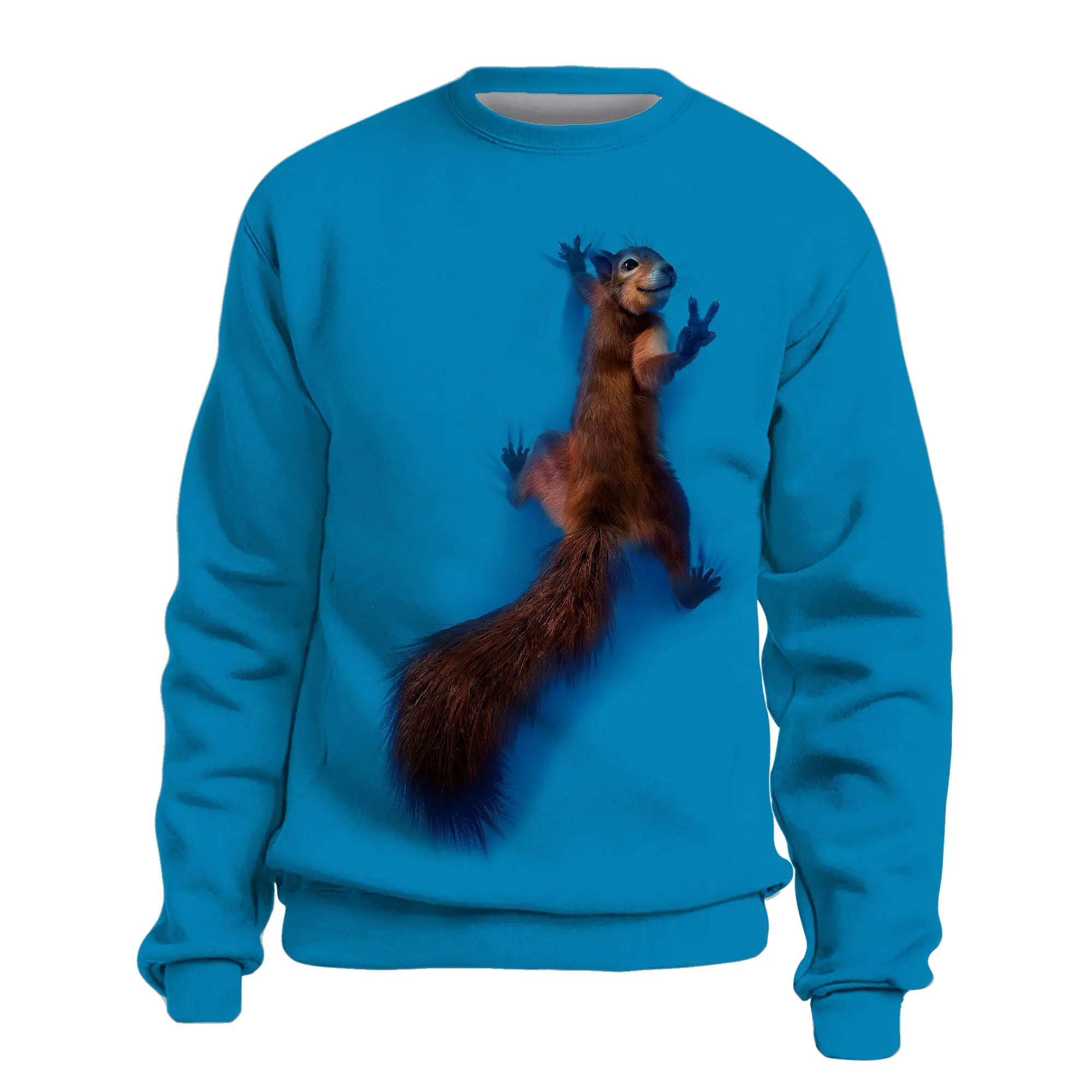 

Men's and Women's Autumn Winter New 3D Printing Squirrel Hoodie Fashion Casual Fun O-Neck Cute Animal Fleece Cotton Sweatshirt