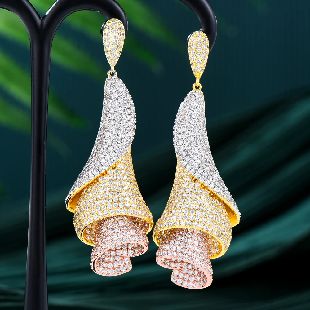 GODKI Роскошные комплекты из 4 предметов с цветами ожерелье серьги кубический