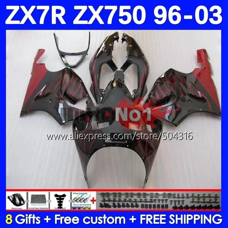 

Body For KAWASAKI NINJA ZX 7R 7 R ZX-750 52MC.18 red flames ZX750 ZX-7R ZX7R 1996 1997 1998 1999 2000 2001 2002 2003 Fairings