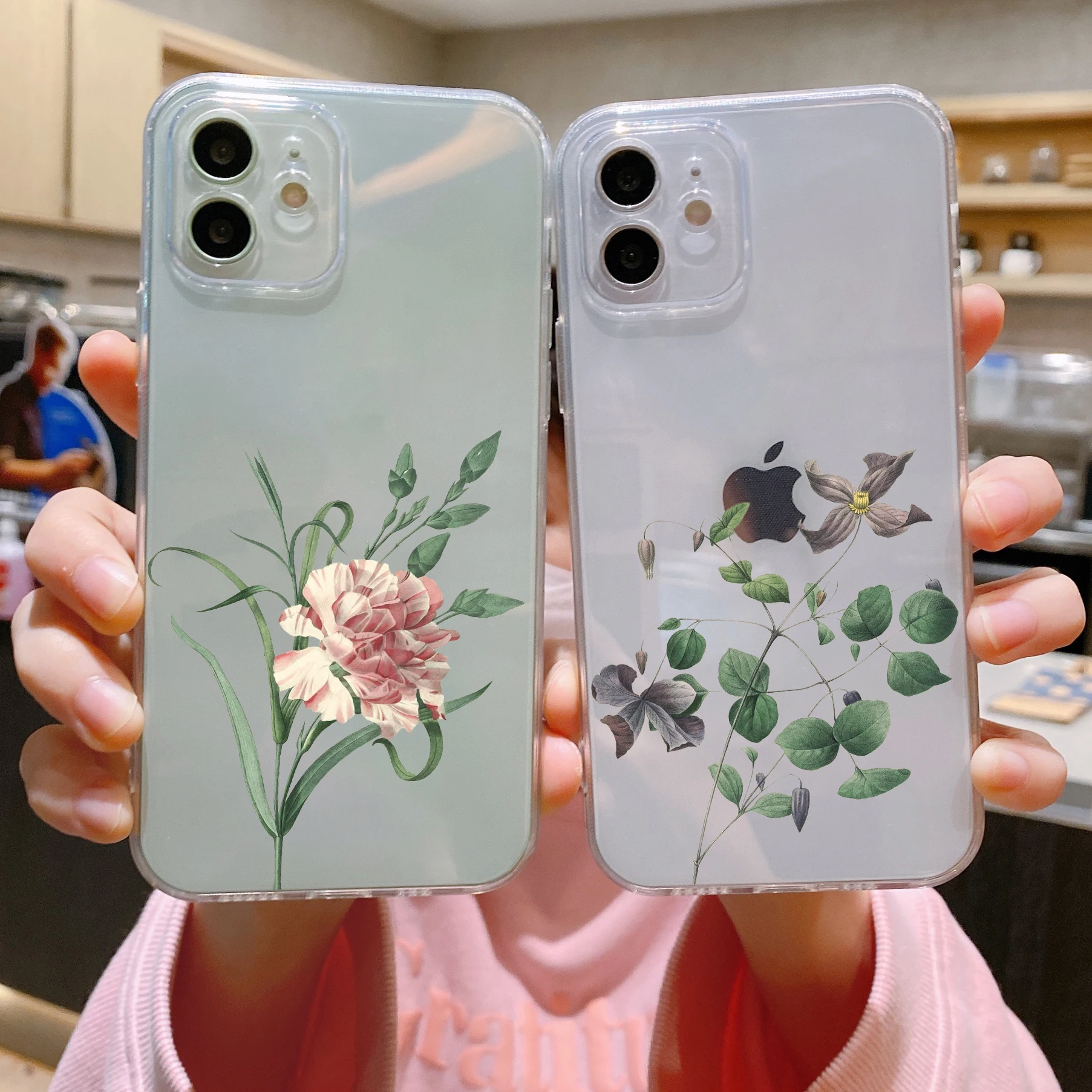 

Simple Flowers Plants Case For iPhone 11 For 14 13 12 Pro Max 12 13 Mini X XR XS Max SE 6 7 8 Plus Phone Case Coque Soft Back
