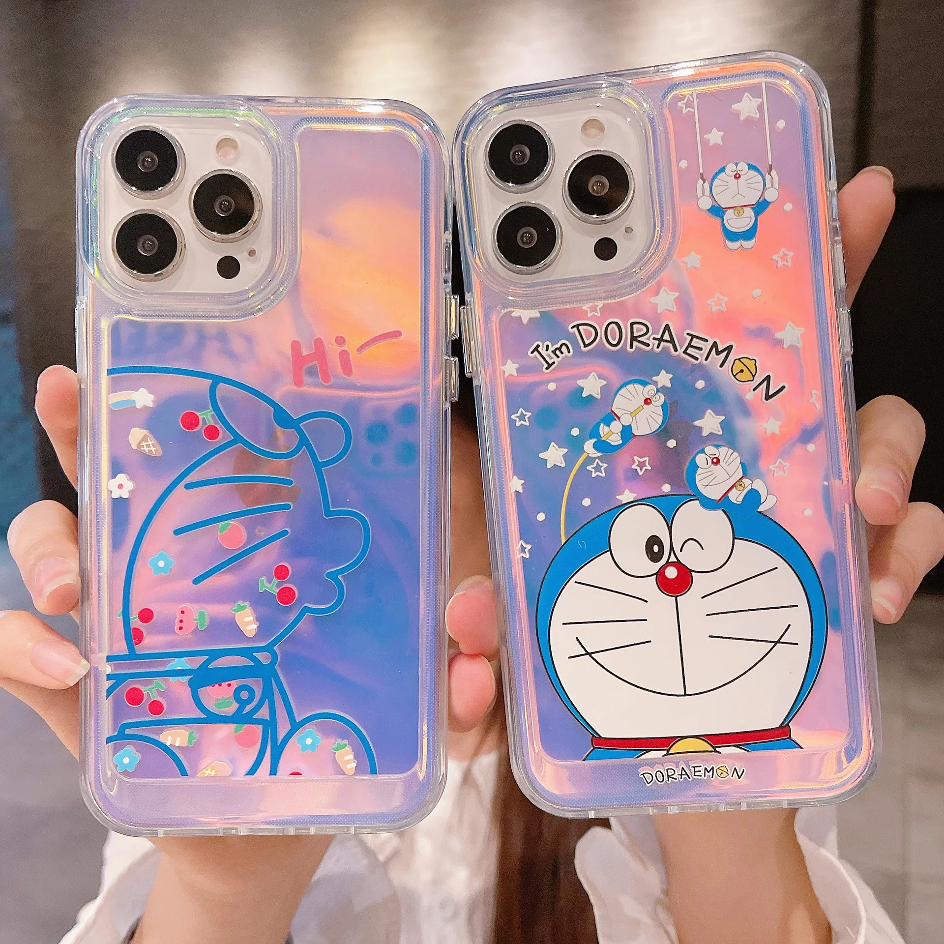 

Laser Cartoon Blue Fat Man Phone Case Cover for IPhone 7 8 Plus 11 12 13 Pro X XR XS Max Shockproof Case for IPhone 13 Cases