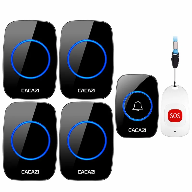 

Звонок CACAZI беспроводной для умного дома, с 1 кнопкой и 4 приемниками, 80 м