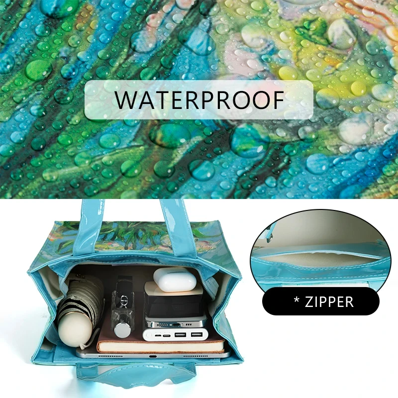 Женская модная квадратная эко-сумка из ПВХ с цветочным принтом большая