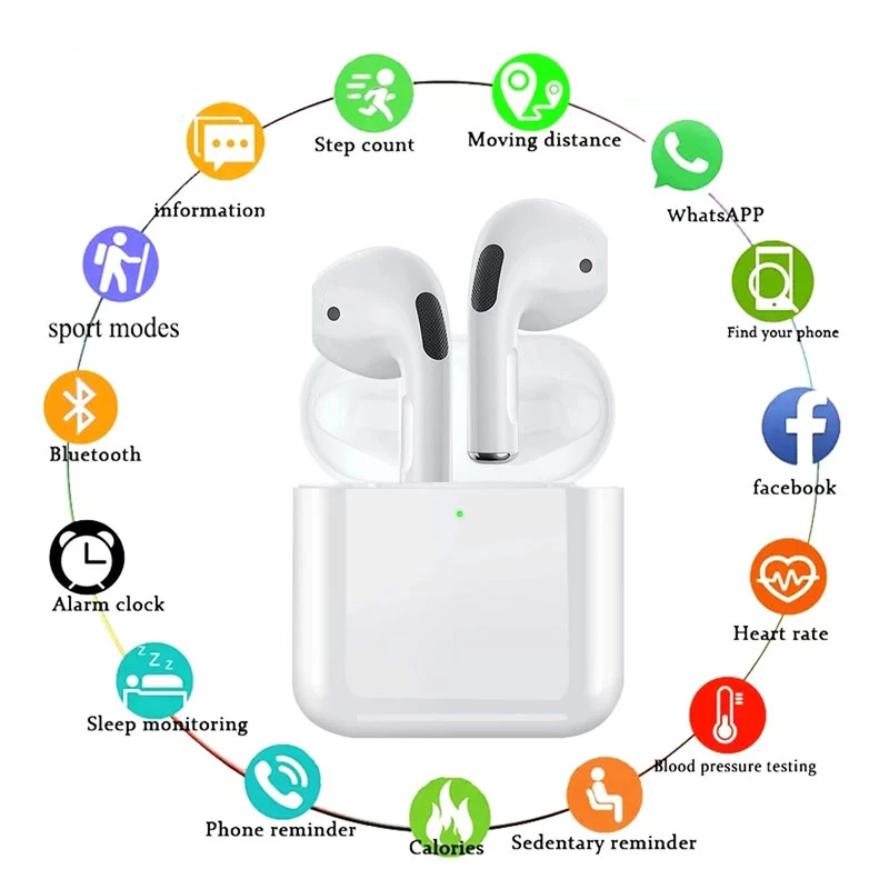 

2022 New Pro 4 TWS Wireless Headphones In-Ear Bluetooth Compatible 5.0 Waterproof Headphones with Microphone for Mobile Phones