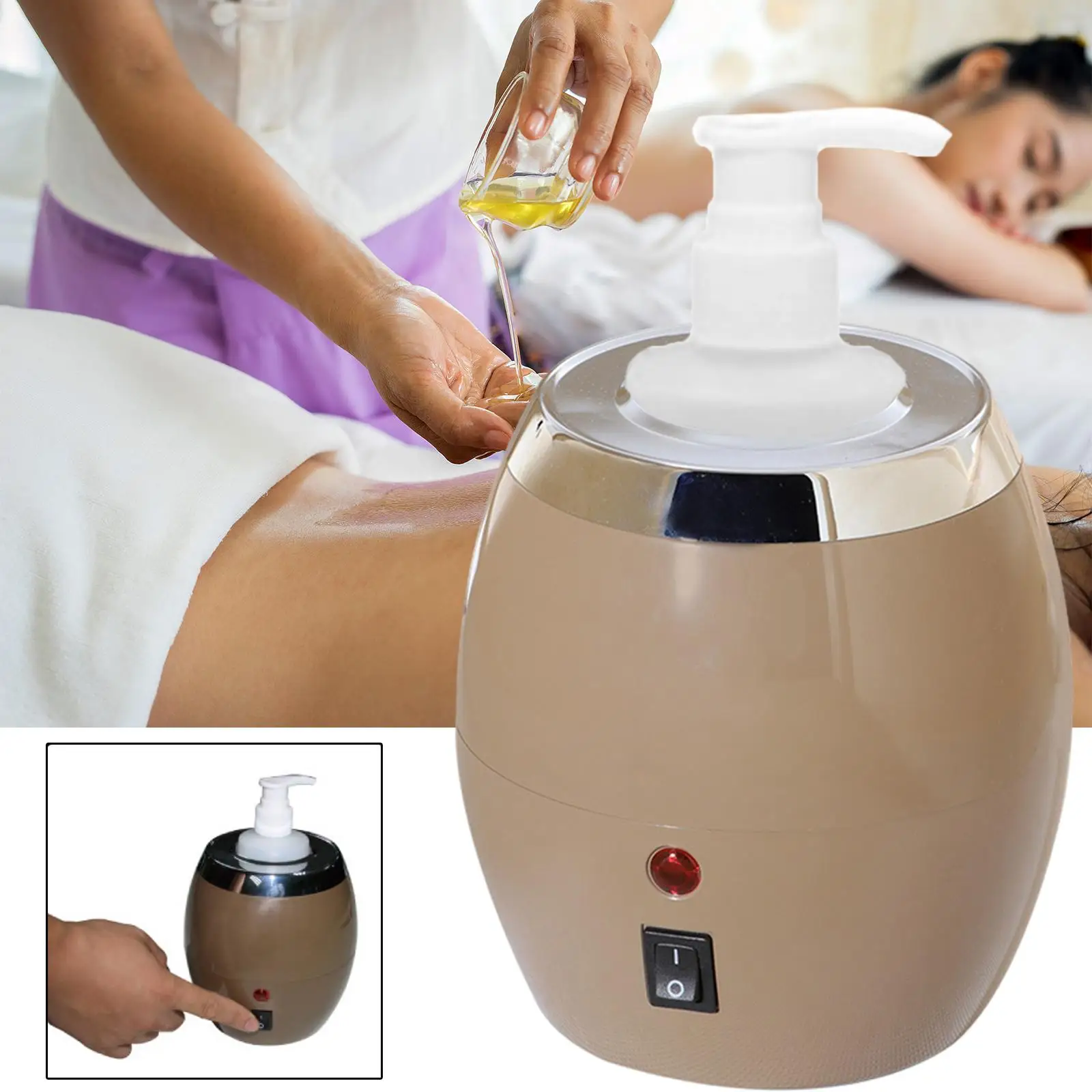 Single Bottle Oil/Lotion Bottle Warmer Aluminum Alloy Inner Tank Massage Beauty Salon Spa Bottle Heating Essential Oil Heater