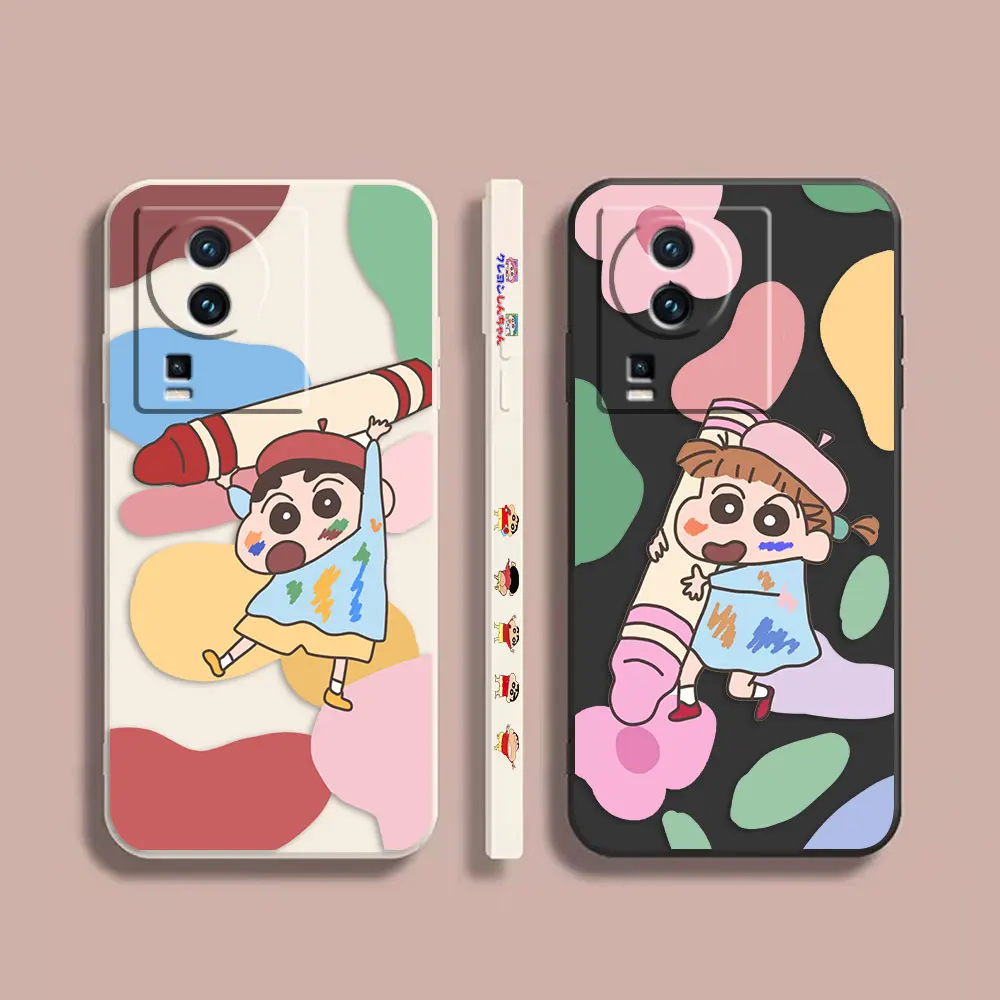 

Case For VIVO IQOO 5 7 8 9 10 11 Pro 5G Z3 Z5 Z6 Z7 NEO3 5 5S 6 7 Colour Simple Liquid Silicone Case Anime C-Crayon S-Shin-chan