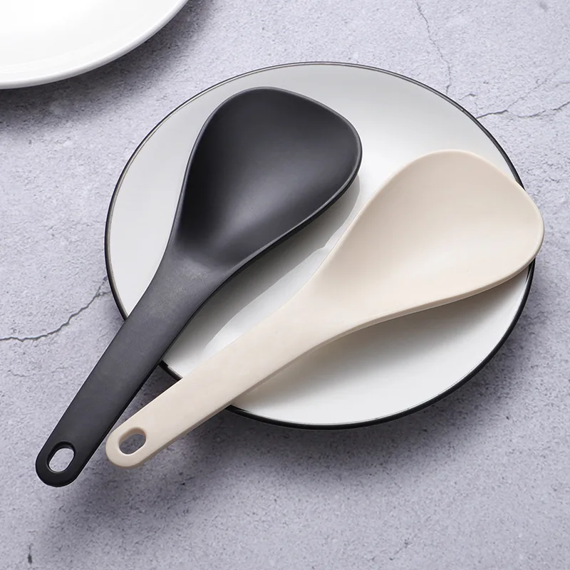 

Non-Stick Rice Spoon Rice Cooker Long Cooking Rice Spatula Scoop Black White Soup Spoon Kitchen Utensil Tableware Tools