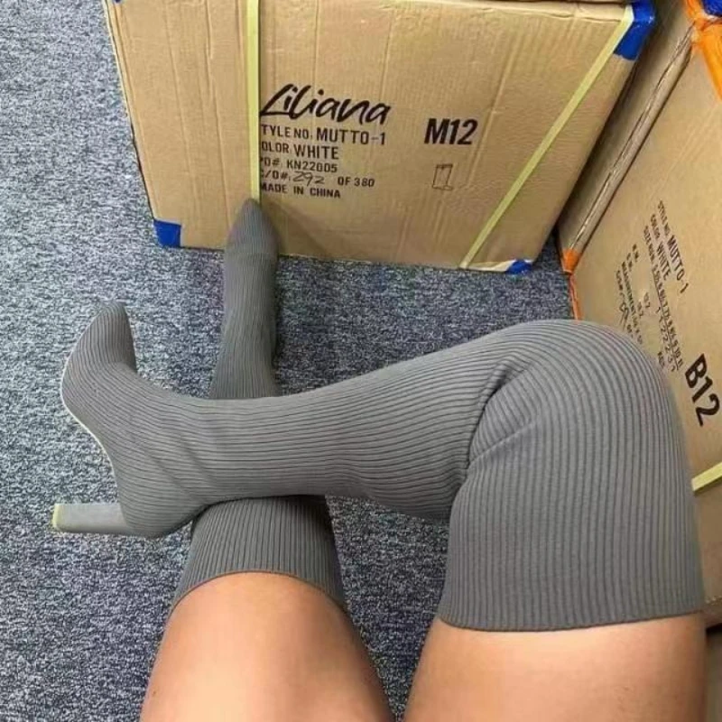 Autumn and winter luxury new women's thick-soled thick-heeled warm over-the-knee boots women's towel cotton boots motorcycle boo