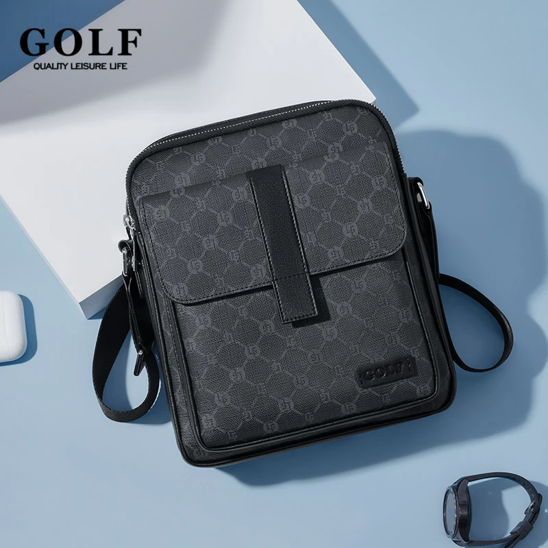 Мужские сумки через плечо GOLF кожаные для мужчин роскошная стильная маленькая