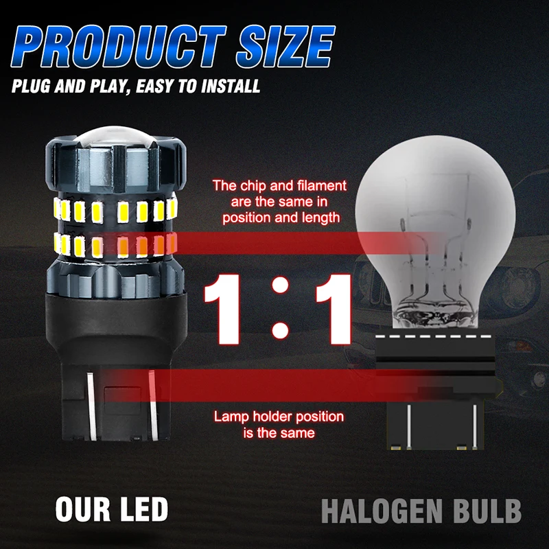 2 шт. лампы для указателей поворота желтого цвета 7440 W21/5W T20