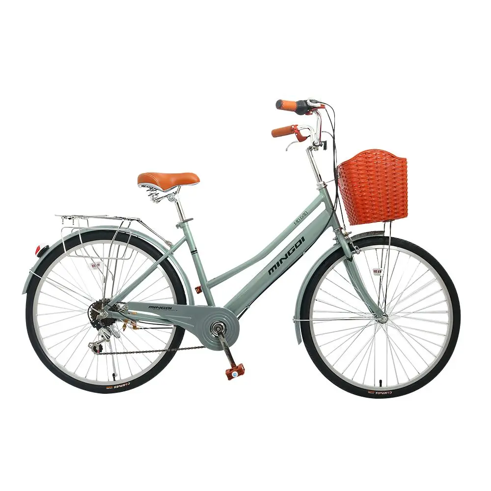 26-дюймовый модный велосипед 7-скоростной женский ретро городской со стальной