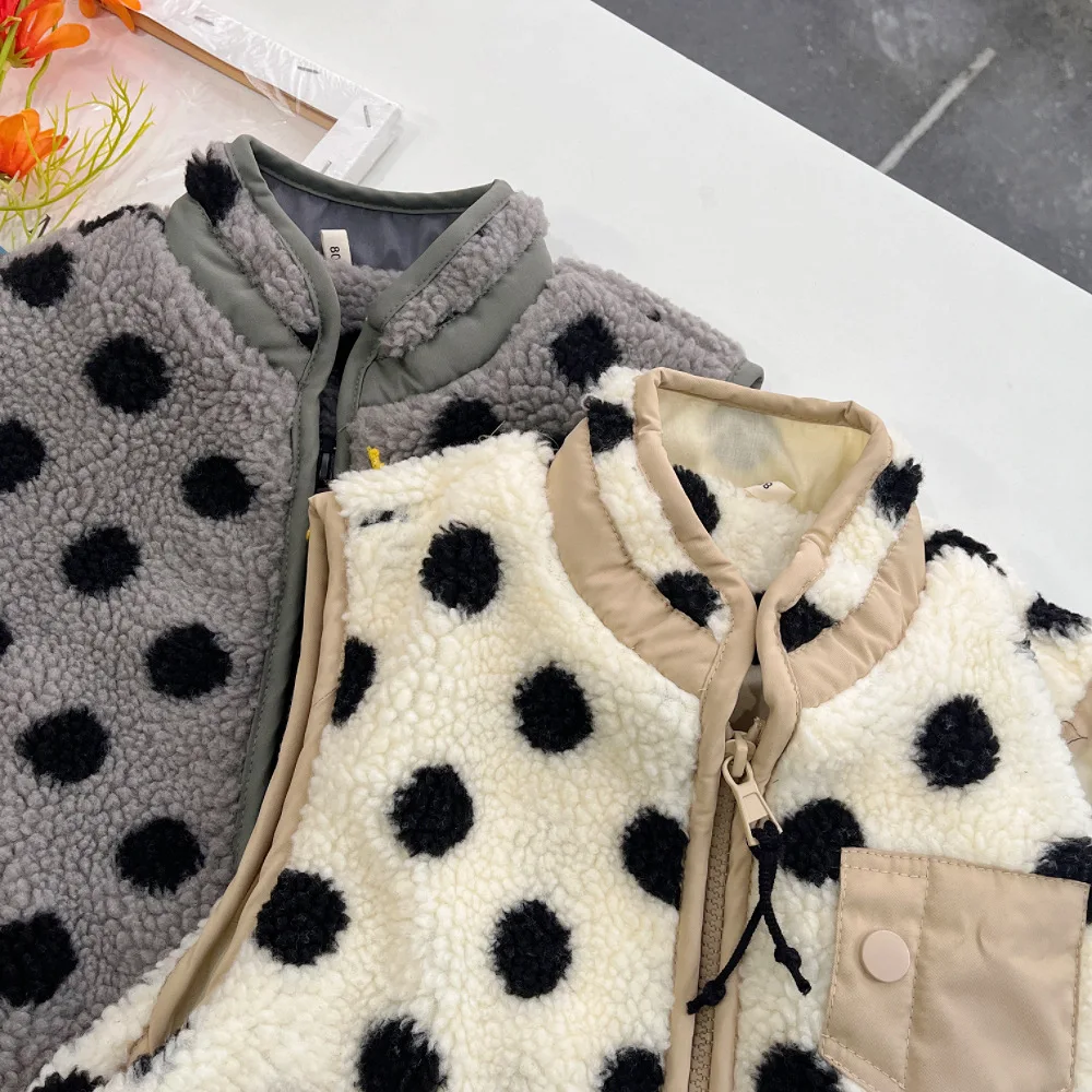 Жилет на молнии для мальчиков и девочек корейский флисовый жилет из ягненка