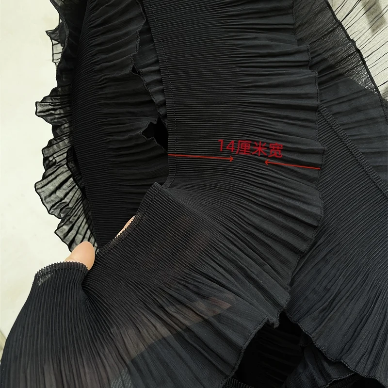 Шифоновая 3D плиссированная кружевная ткань лента с оборками и бахромой платье