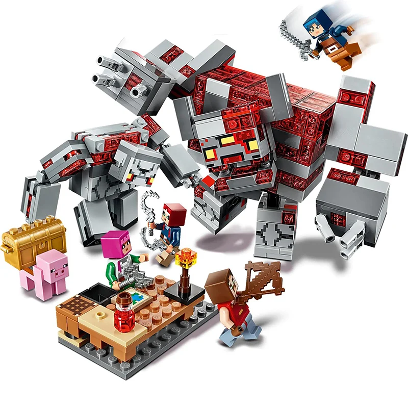 

542pcs My World Red Stone Monster Battle Model Bricks Compatible 21163 with Figures Building Blocks Toys for Kids Gifts