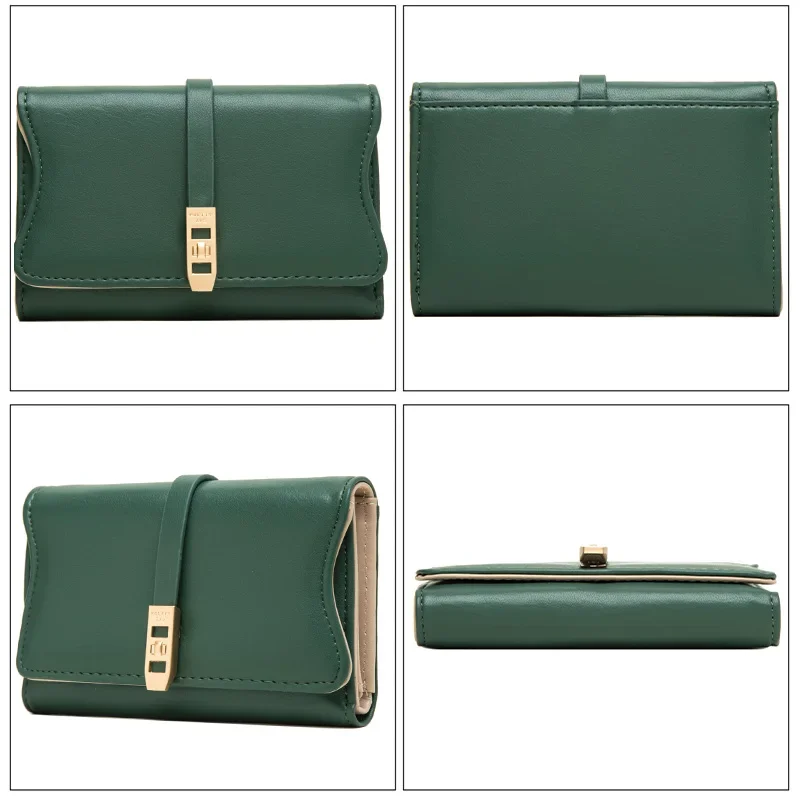 Женский кошелек среднего размера тройного сложения с держателем для карт и