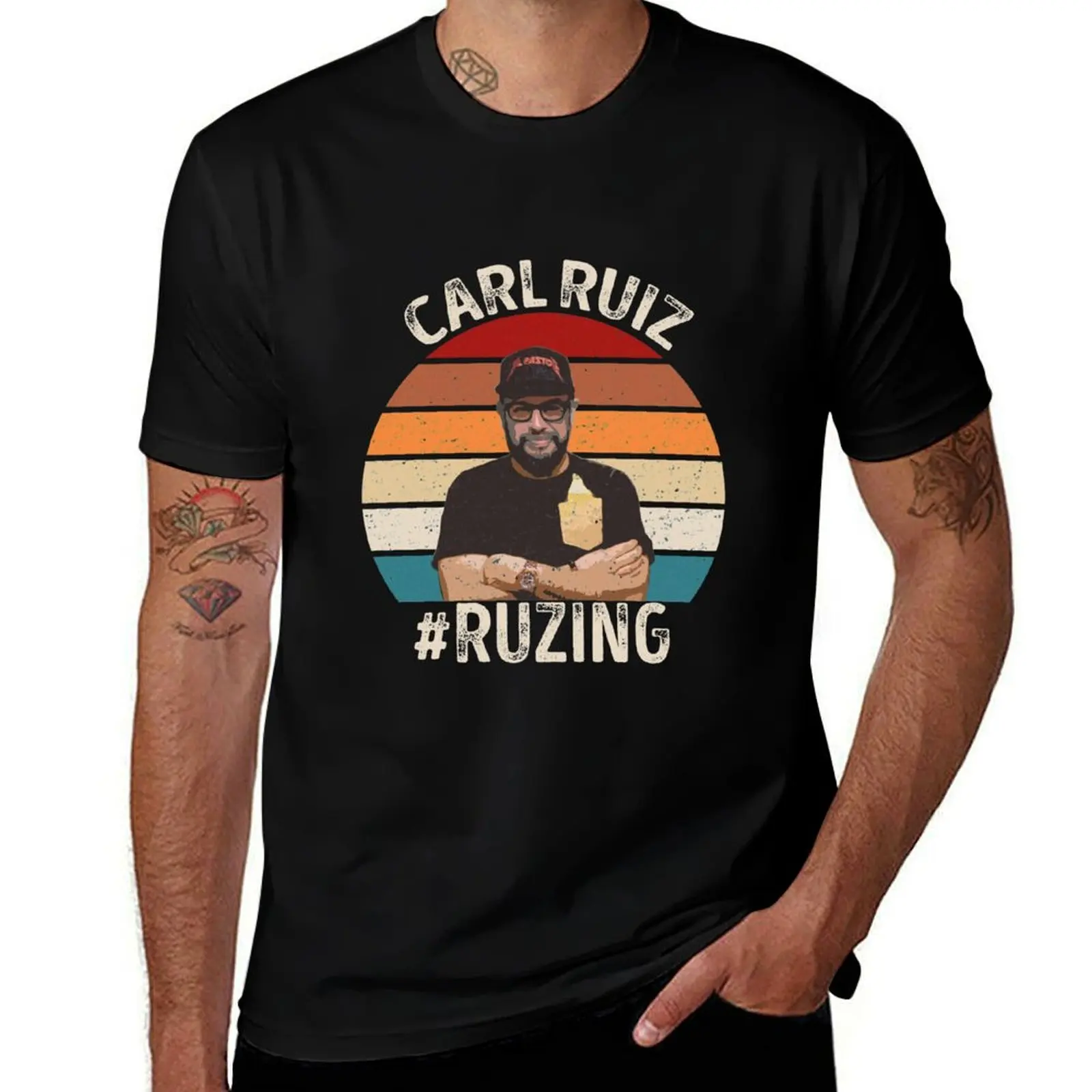 Фото # Футболка Ruizing Carl Ruiz с винтажным принтом и круглым вырезом №1