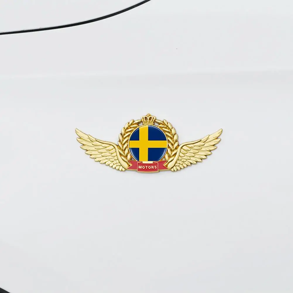 Прочная Изысканная 3D наклейка с короной крыльями и государственным флагом