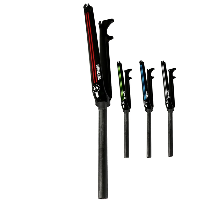 

New Hot TEMANI Bicycle Front Forks Bright Light Carbon Fiber Mountain Bike Fork Disc Brake Road Bike Straight Tube 700X23C Compa