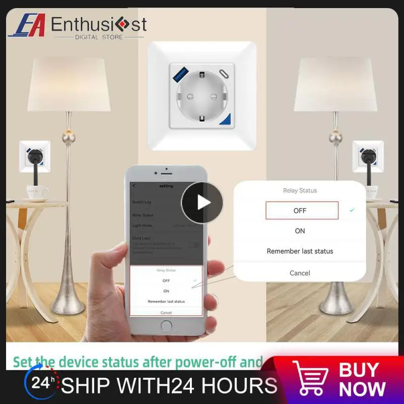 

Work With Alexa Google Home Tuya Usb Wall Socket In Wall Socket Plug Port Outlet Plug Mart Led On/off Outlet Power Socket