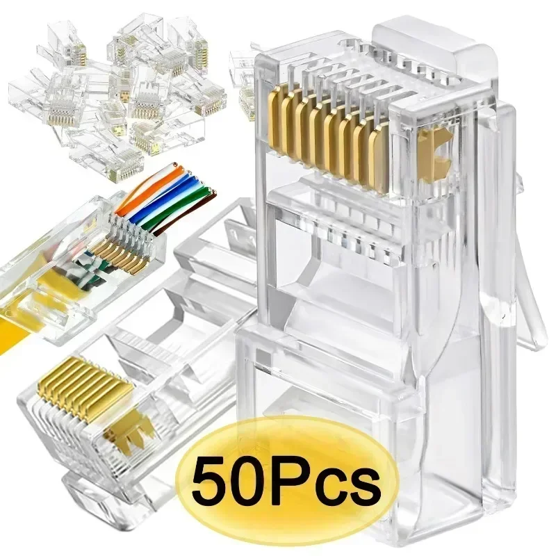 Коннекторы сетевые UTP, Cat 6/Cat 5e RJ45, позолоченные, 1-50 шт.