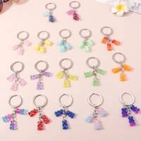 new candy color gummy bear keychain key ring resin bear key chains for women men handbag car gifts jewelry accessories