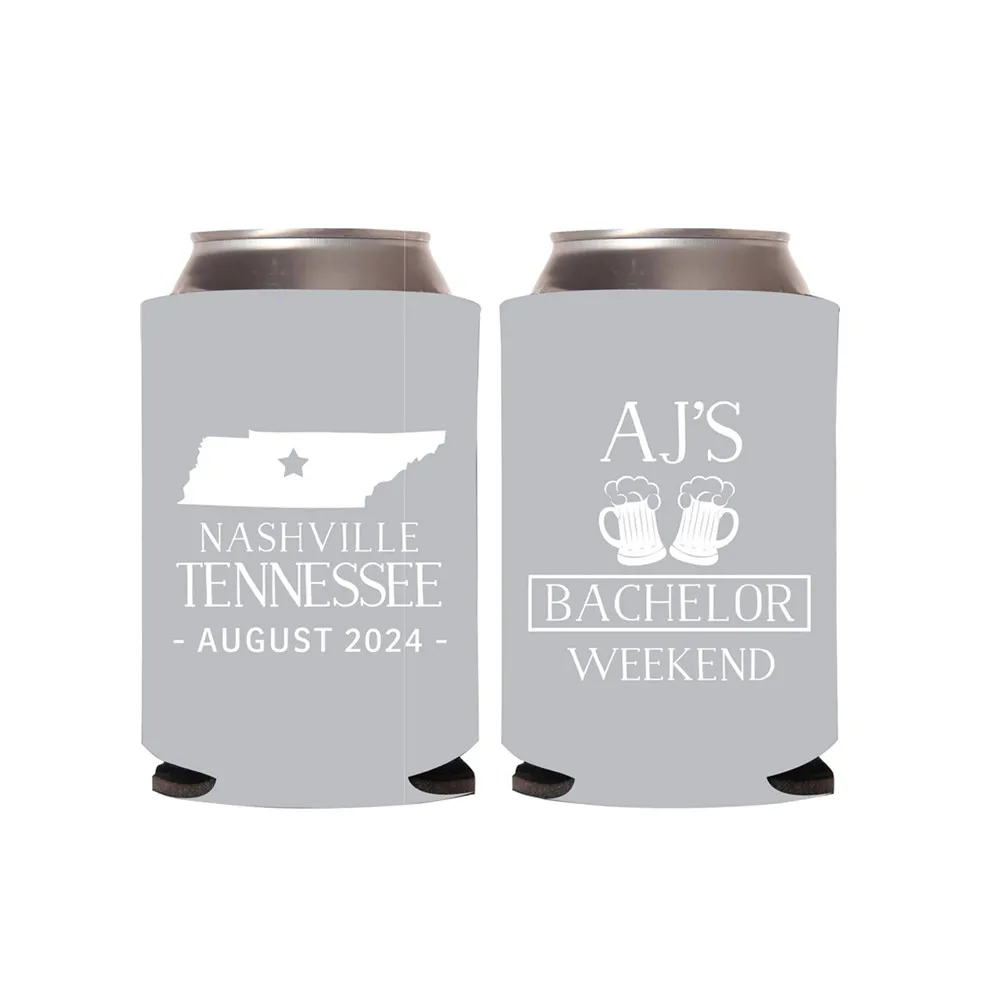 Bachelor Party Weekend Can Coolers - Bachelor Party Favors - Stag Party Favors - State Pride Bachelor Weekend Beer Can Coolers