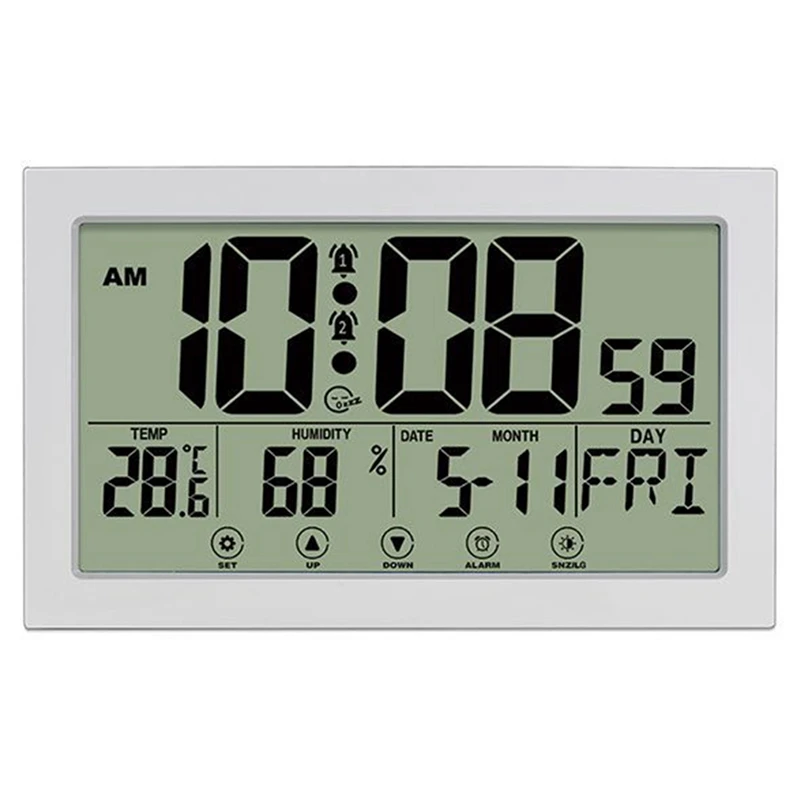 

Touch Screen Digital Wall Clock Mute With Snooze Mode Luminous Large Characters With Calendar Suitable For Home Office