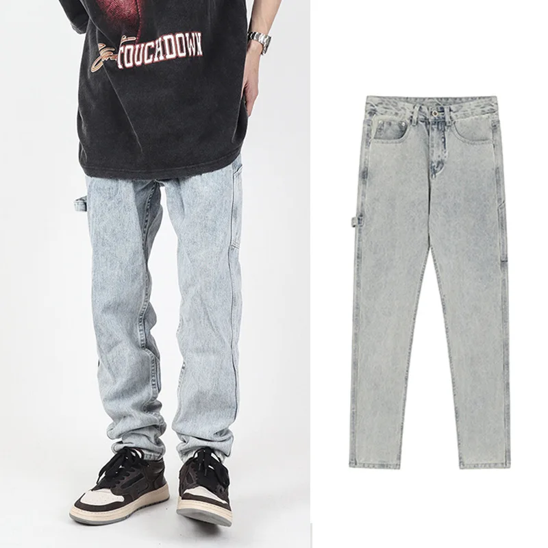 New European and American High Street American Retro Black Straight Loose Drape Jeans Men Vibe Style Denim Trousers Jeans Casual