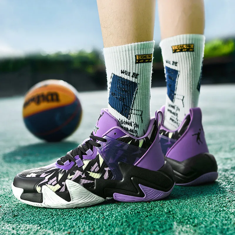 Spring Fashion Purple Men's Basketball Sneakers Men High Top Brand Sports Shoes for Basketball Professional Athletic Shoes Women