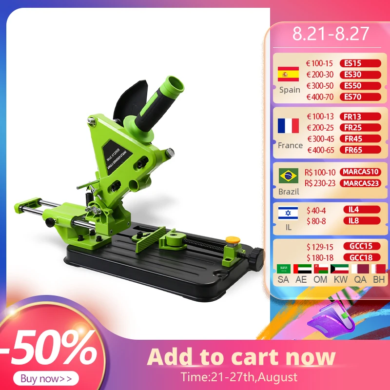 Стойка для угловой шлифовальной машины ALLSOME, подставка для резака, держатель для режущей машины, подставка для 100/115/125 мм, универсальные аксессуары, инструмент Стойка для угловой шлифовальной машины ALLSOME, подставка для резака, держатель для режущей машины, подставка для 100/115/125 мм, универсальные аксессуары, инструмент