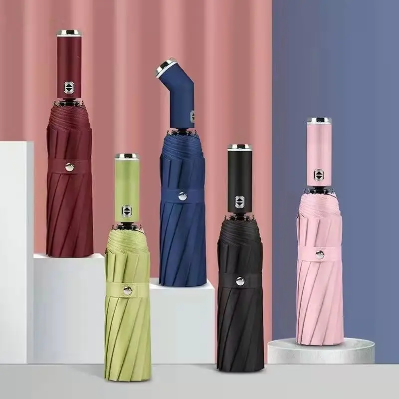 

Sunny Rainy Umbrella Dual-use Black Technology Rotating Flashlight Fully Automatic Folding Sunscreen Anti-UV LED Lamp Lighting