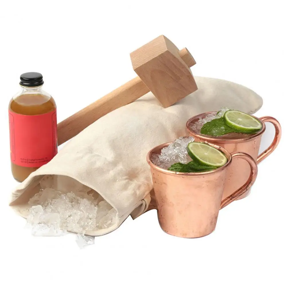 

Wooden Mallet Long Lasting Ice Crushing Hammer Plastic Eco-friendly Good Ice Hammer Crushed-Ice Storage Bag Shovel Set