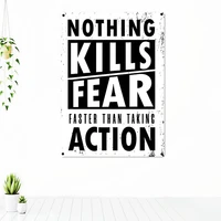 nothing kills fear faster than taking action inspirational quote posters tapestry canvas art painting wall decor banners flag