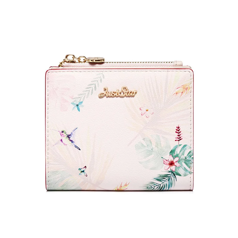 Oushina Print Wallet Women'S 2022 New Fashion Short Style Korean Version Popular Women'S Niche Design Folding Zipper Wallet