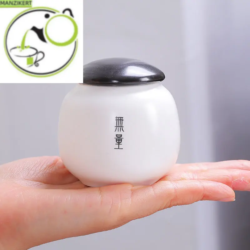 

Ceramic Small Portable Airtight Tank Tea Caddy Moisture-proof Jar Home Tea Organizer Airtight Jars Kitchen Spice Container