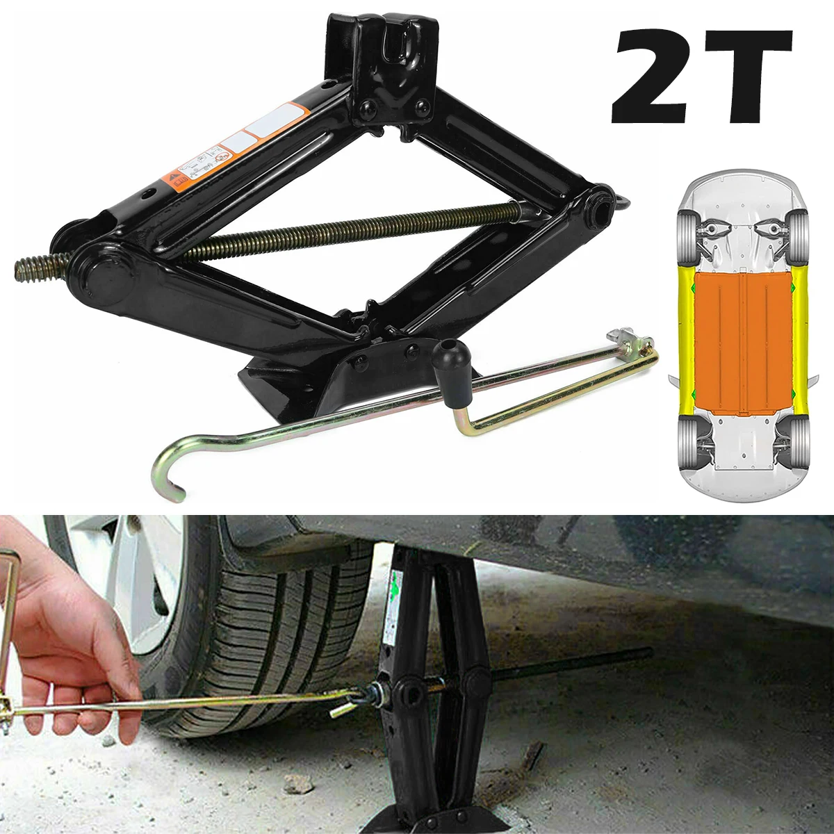 

New 2Pcs 2T Scissor Jack 2 Ton Motorcycle Scissor Jack Sturdy Car Van Wind Up Tyre Lift Heavy Duty Steel Scissor Lift Jack Car