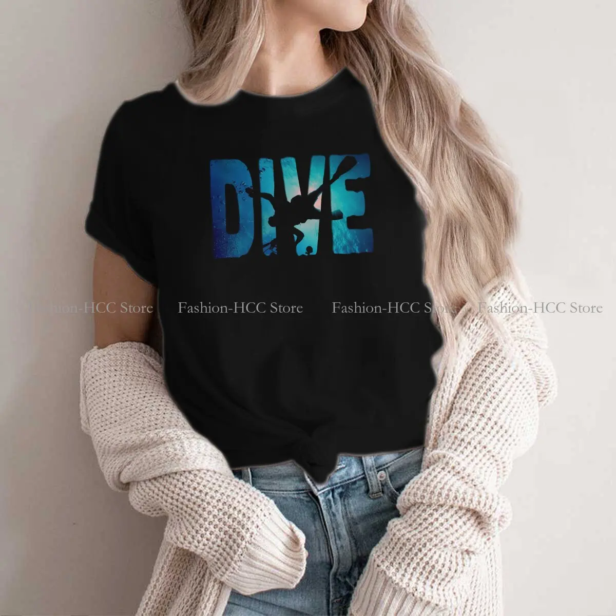 

Dive Scuba Diving Polyester TShirts Diver in The Deep Water Personalize Homme T Shirt Hipster Tops