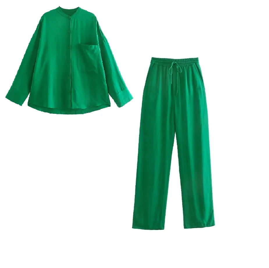 

Женские повседневные брюки Za, тонкие зеленые свободные прямые брюки с карманами, на шнуровке, цвет РОЗОВЫЙ, лето 2021