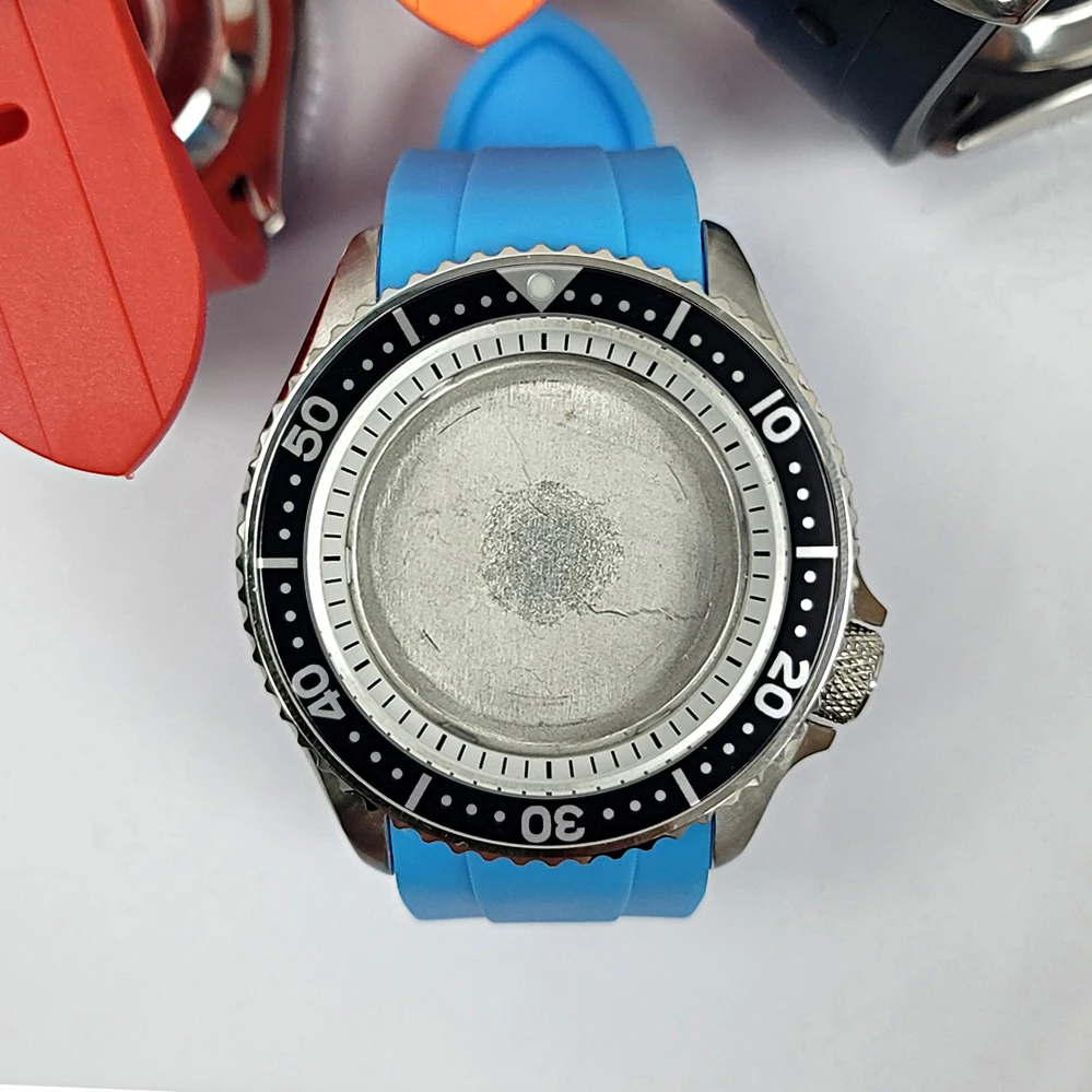 41.5mm Watch Case Accessories Stainless Steel Hands Buckle Light Blue Tape Black/white Inner Ring Fit NH35 NH36 4R Movement